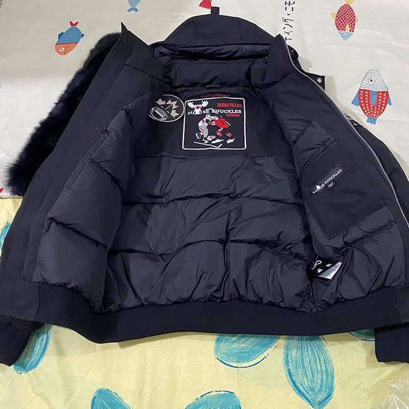 Moose Knuckles Black Down Jacket with Fur Collar and Hood - Picture 10 of 12